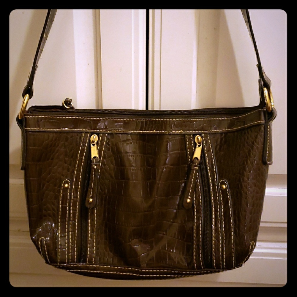 Liz &Co  shiny Brown Handbag.